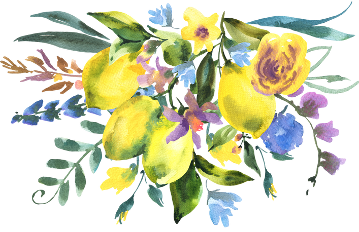 Watercolour Lemon Flowers